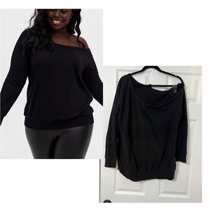 Torrid Terry off the shoulder black sweater/sweatshirt